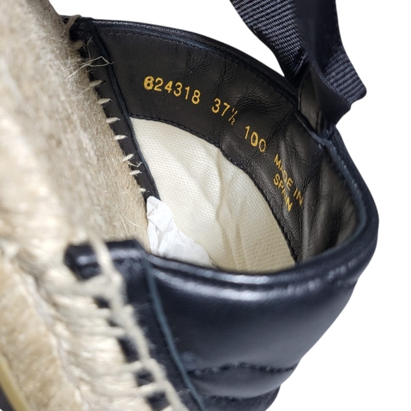 Gucci Espadrilles Flat Marmont Tie Up Ribbon Black Leather Authentic - Picture 8 of 16